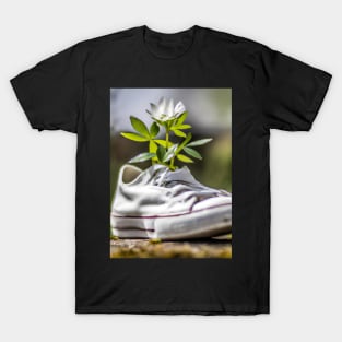 White Sneaker with Flowers T-Shirt